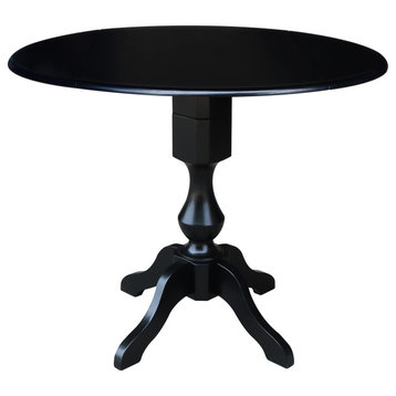 42" Round dual drop Leaf Pedestal Table - 36.3 "H, Black