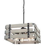 Artcraft Lighting - Barnyard Chandelier, Beach Wood - Hand Made in North America with pride, the Barnyard collection is made of authentic pine and has a hand stained beach wood finish. 6 light square shaped chandelier shown. (Also available in honey wood finish)