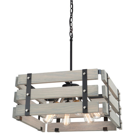 Barnyard - 6-Light Chandelier - Beach Wood