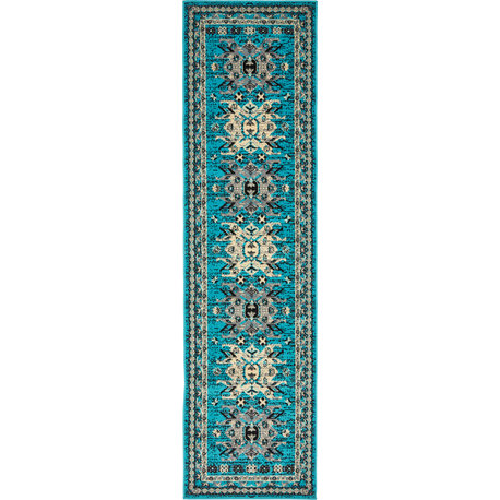 Unique Loom Turquoise Oasis Taftan 2' 2 x 8' 2 Runner Rug