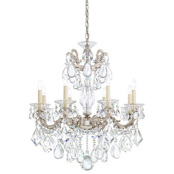 La Scala 8-Light Chandelier in Antique Silver With Clear Heritage Crystal