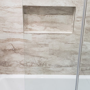 Bathroom reno as a part of the entire apartment renovation.Before/after picture