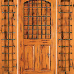 Knotty Alder Exterior Prehung Door with Two Sidelights, 3-Panel - Front Doors