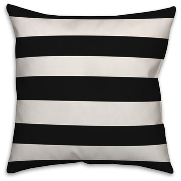 Black Cabana Stripe 18x18 Throw Pillow