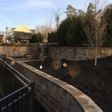 Tiered Structural Retaining Walls and Staircase