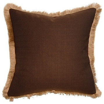 Exotic, Brown Jute Fringe Pillow