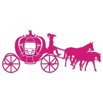 Horse-Drawn Coach Wall Decal, Pink, 35"x15"