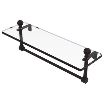 Mambo 16" Glass Vanity Shelf with Towel Bar, Oil Rubbed Bronze