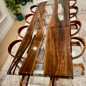 Black Walnut & Clear Resin Dining Set | Feedback From Customer