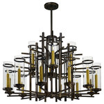 Maxim Lighting - Maxim Lighting 43749CLGB Midtown - 47.25" 72W 18 LED 2-Tier Pendant - Midtown 47.25" 72W 18 LED 2-Tier Pendant Gold Bronze Clear GlassIt is hard to find large scale lighting for those large areas that is not custom made. This collection features a metal frame finished in Gold Bronze supporting tall Clear glass cylinders. The tall scale candles finished in a complimentary gold are topped with LED filament bulbs which are included.Canopy Included: TRUEShade Included: TRUECanopy Diameter: 7 x 1