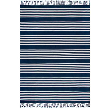 nuLOOM Flatweave Cotton Eyota Striped Area Rug, Blue 6'x9'