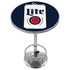 Miller Lite Chrome Pub Table Retro Contemporary Indoor Pub