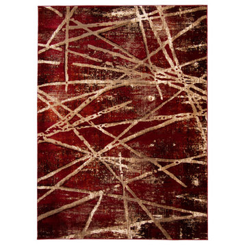 ECARPETGALLERY Abstract Rug 6'7" x 9'6" Red, Ceyla