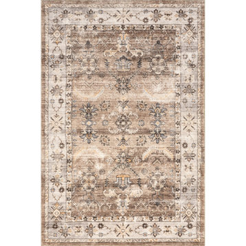 nuLOOM Tansy Traditional Vintage Machine Washable Area Rug, Beige 5' x 8'