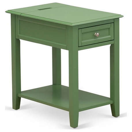 Bedroom Nightstand, 1 Wooden Drawer, Clover Green Finish