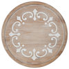 Sherald Round Wood Tray with Metal Stand, White 11 Diameter
