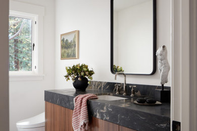 This is an example of a transitional powder room in San Francisco.