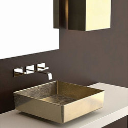 Pert Four Lux Square Bathroom Sink | Gold leaf - Bathroom Sinks