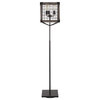 Orleans Industrial Floor Lamp, Black Metal With Wooden Wire Crate Shade