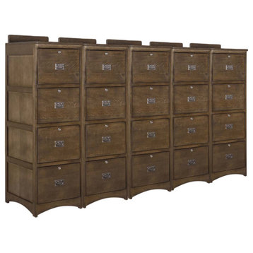 Crafters and Weavers Mission Solid Oak 4 Drawer File Cabinet - Walnut, Five