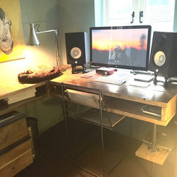 Stuart Reclaimed Scaffolding Industrial L-Shaped Desk with Built In Storage - Desks & Writing Bureaus