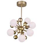 CWI LIGHTING - CWI LIGHTING 1125P16-8-268 8 Light Chandelier with Sun Gold Finish - CWI LIGHTING 1125P16-8-268 8 Light Chandelier with Sun Gold FinishThis breathtaking 8 Light Chandelier with Sun Gold Finish is a beautiful piece from our Element collection. With its sophisticated beauty and stunning details, it is sure to add the perfect touch to your décor.Collection: ElementCollection: Sun GoldMaterial: Metal (Stainless Steel)Shade Color: WhiteShade Material: GlassHanging Method / Wire Length: Comes with 72" of rodsDimension(in): 16(H) x 16(Dia)Max Height(in): 88Bulb: (8)2W G9 LED DC12V Bi-Pin Base(Not Included)CRI: 80Voltage: 120Certification: ETLInstallation Location: DRYOne year warranty against manufacturers defect.