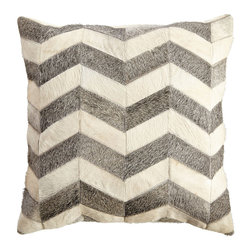 CHEVRON COWHIDE PILLOW COVER &ndash; GRAY - NEW - Decorative Pillows