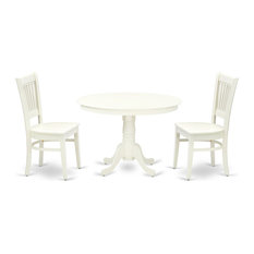 East West Furniture Hartland Wood 3-Piece Dining Set With White HLVA3-LWH-W