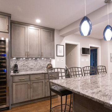Transitional Gourmet Kitchen with Gray-Stained Cabinets | Large Island