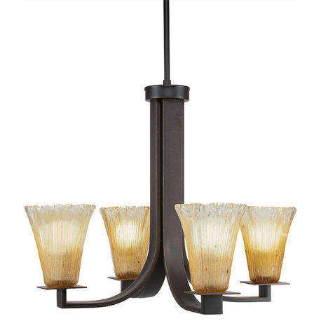 Apollo 4-Light Chandelier, Dark Granite/Amber Crystal