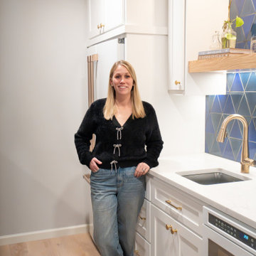 Bold Basement Finish — Linear Gas Fireplace, Wet Bar & Cafe Appliance Suite