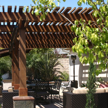 Outdoor Living | Patio Cover with double rafters and stone columns