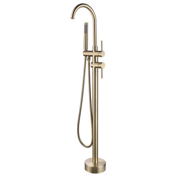 Freestanding Double Handle Clawfoot Tub Faucet, Gold