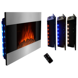 Modern Indoor Fireplaces AKDY AG-Z510DLB Wall Mount Electric Fireplace, Log, 36"