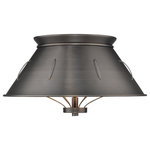 Golden Lighting - Whitaker Flush Mount, Aged Steel - Perfect for rustic, industrial, or loft-like interiors, Whitaker is a series of modern, rustic fixtures. Simple lamps are partially hidden by oversized shades. The plated metal shades are pierced by industrial cables. The aircraft cables combine form with function connecting the fixture bodies to the shades and center columns. The collection features a matte Aged Steel finish that is dark and industrial. This flush mount creates a generous open area for widespread ambient-lighting.