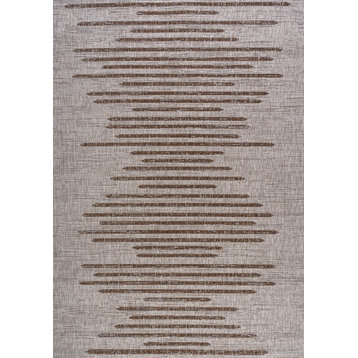Zolak Berber Stripe Indoor/Outdoor Rug, Beige/Brown, 8'x10'