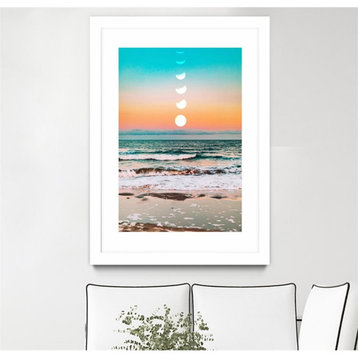 Giant Art 24x36 Beach Moon Matted and Framed in Orange