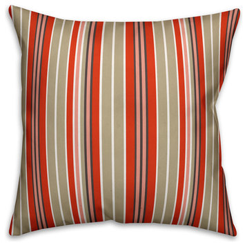Red Stripes Throw Pillow, 16"x16"