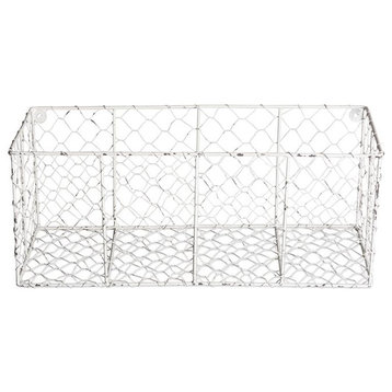 DII Wall Mount Chicken Wire Basket, Set of 2 Med Antique White