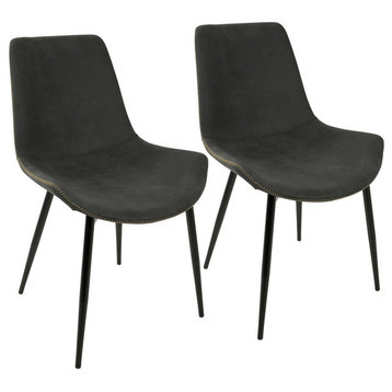 LumiSource Duke Dining Chair, Black And Gray, Set Of 2