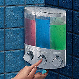 Three Compartment Corner Shower Dispenser - Chrome - Bathroom Accessories