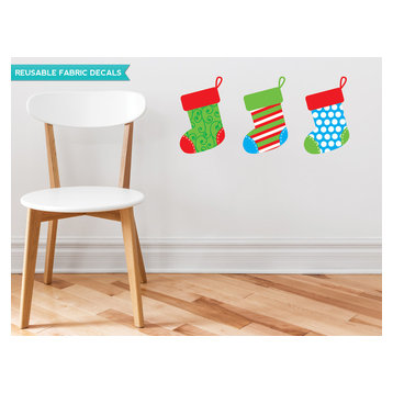 Christmas Stockings Fabric Wall Decal, Set of Three Stockings