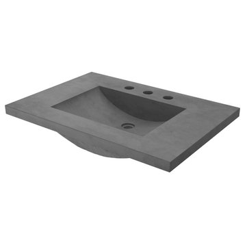 30" Palomar Vanity Top with Integral Sink in Slate - 8" Widespread Cutout