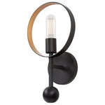 Forte - Forte 5620-01-42 Monocle, 1 Light ADA Wall Sconce - The Monicle sconce comes in black finish steel witMonocle 1 Light ADA  Black/Gold *UL Approved: YES Energy Star Qualified: n/a ADA Certified: YES  *Number of Lights: 1-*Wattage:40w T6 Candelabra Base bulb(s) *Bulb Included:No *Bulb Type:T6 Candelabra Base *Finish Type:Black/Gold