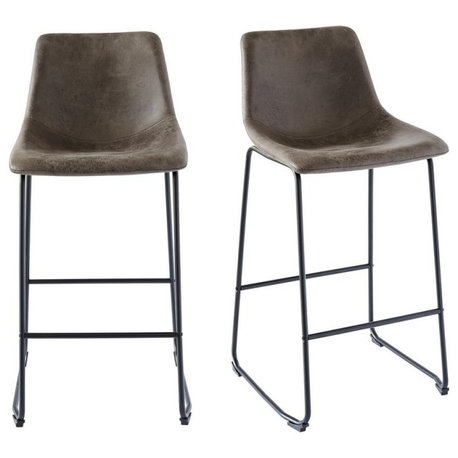 Collins Metal Bar Stools, Set of 2, Brown