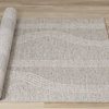 Paris Collection Gray Lines Flatweave Wool Blend Area Rug, 5'3"x7'7"