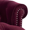 Velvet Tufted Chesterfield Sofa With Nail Heads, Burgundy