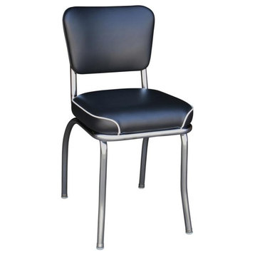 Chrome Kitchen Chair, Black, Waterfall Seat
