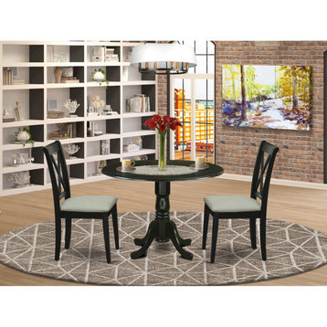 3Pc Dinette Set, Rounded Table, Drop Leaves, Black