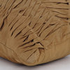 Textured Pintucks Gold Art Silk 26"x26" Euro Pillow Cases, Gold Brown Pleats